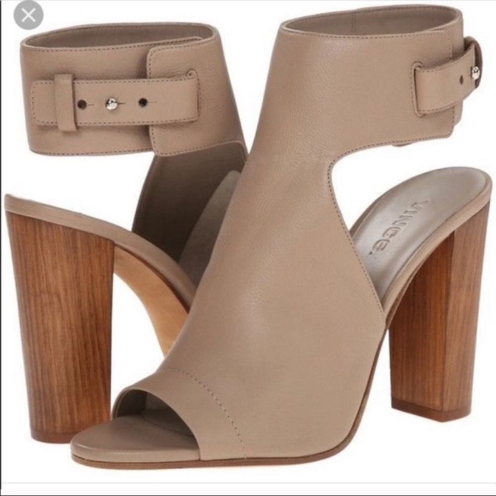 Vince Taupe Addie Open Toe Booties Sandals 9 1/2